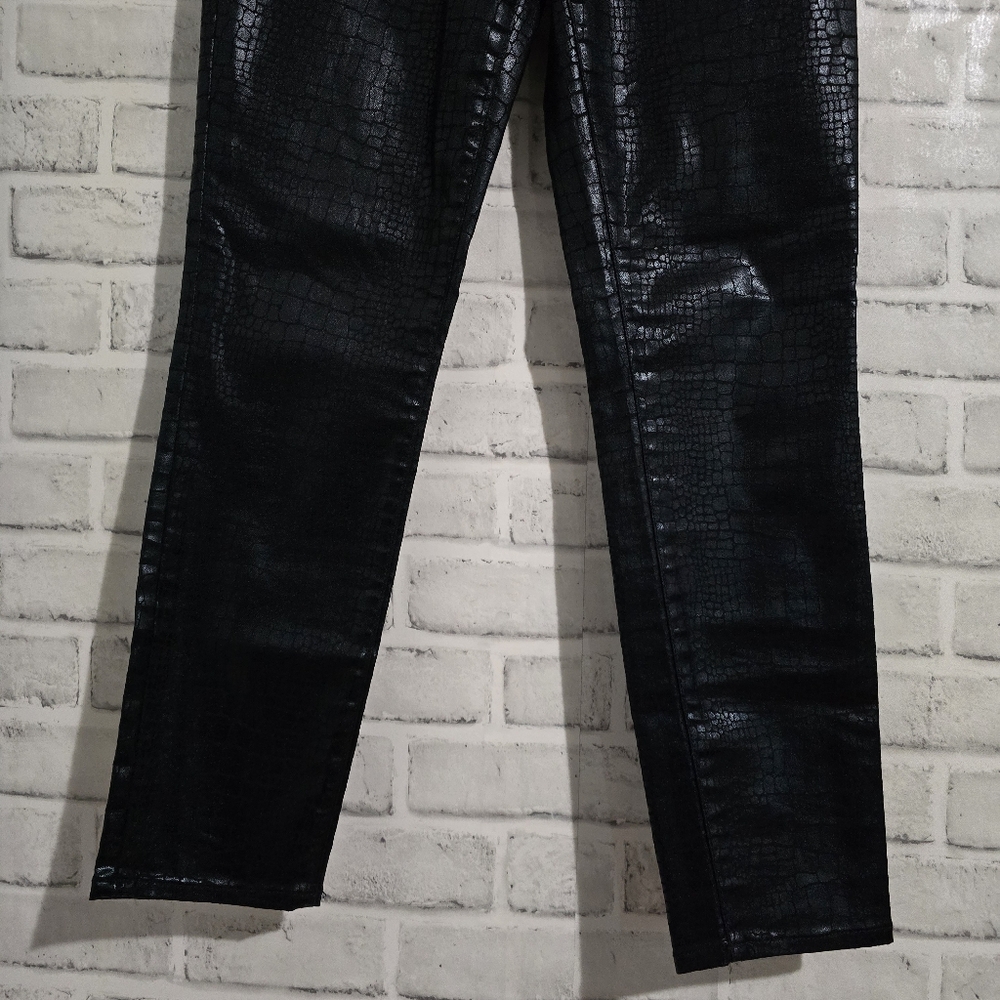 Frame Le High Skinny Noir Croc Black Size 27 - Picture 9 of 12